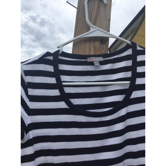 T by Talbots womens striped maxi dress petite drawstring athleisure black white - Picture 4 of 11